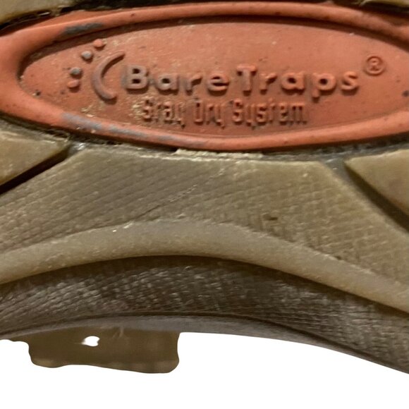 Bear Traps Stay Dry Suede Mid-Calf Tan Boots With Faux Fur Trim Button Accents - Picture 9 of 11